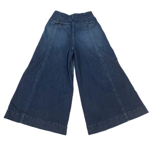 Anthropologie Maeve Colette HighRise Palazzo Wide Leg Cropped DarkWash Jeans 27p - Picture 4 of 8